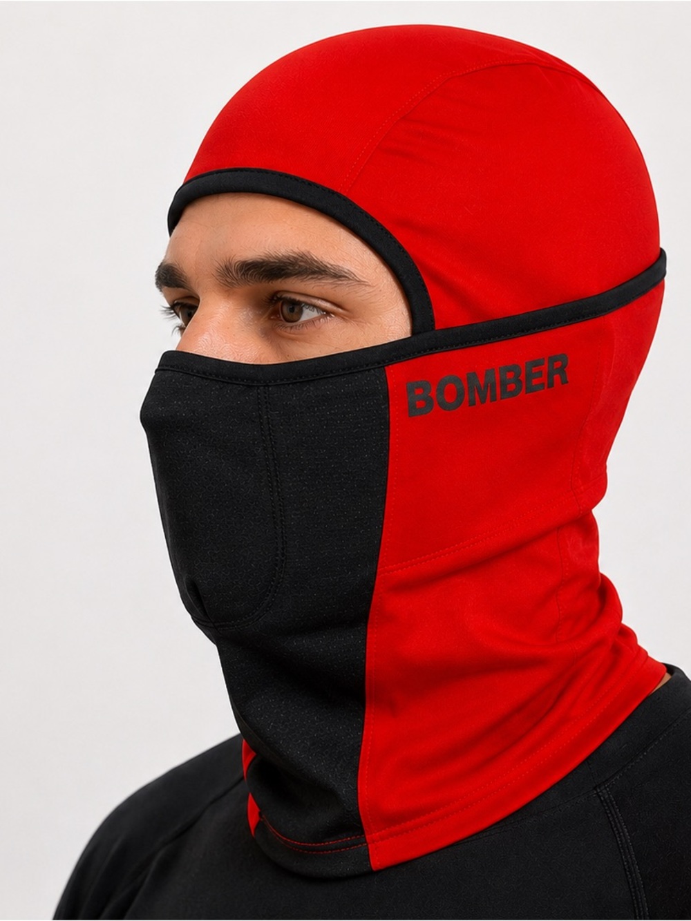 Bomber Outdoors BF001 Red Black Hinged Balaclava Face Mask NWT